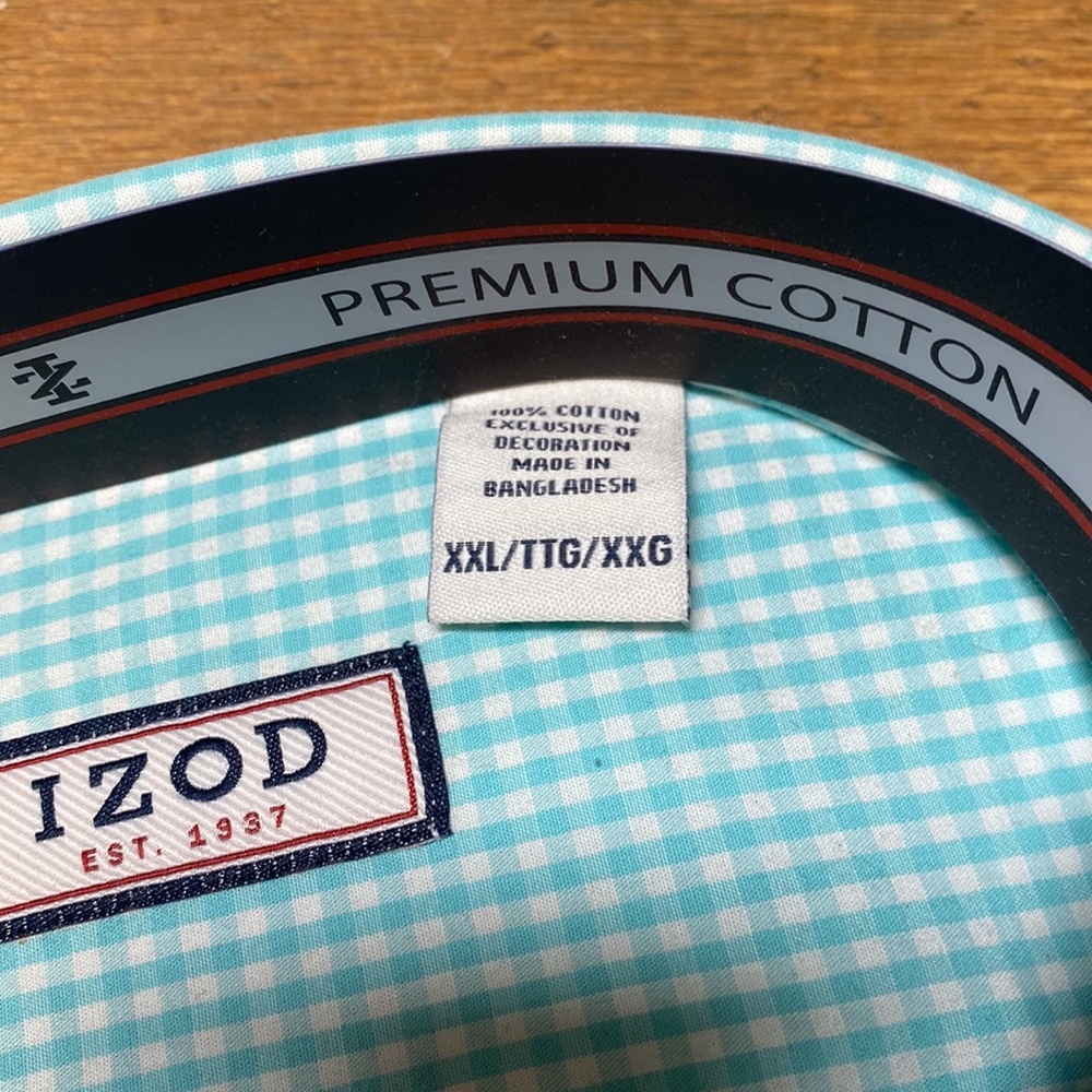 Men’s Izod long sleeve shirt. Double extra large. Aqua NEW
